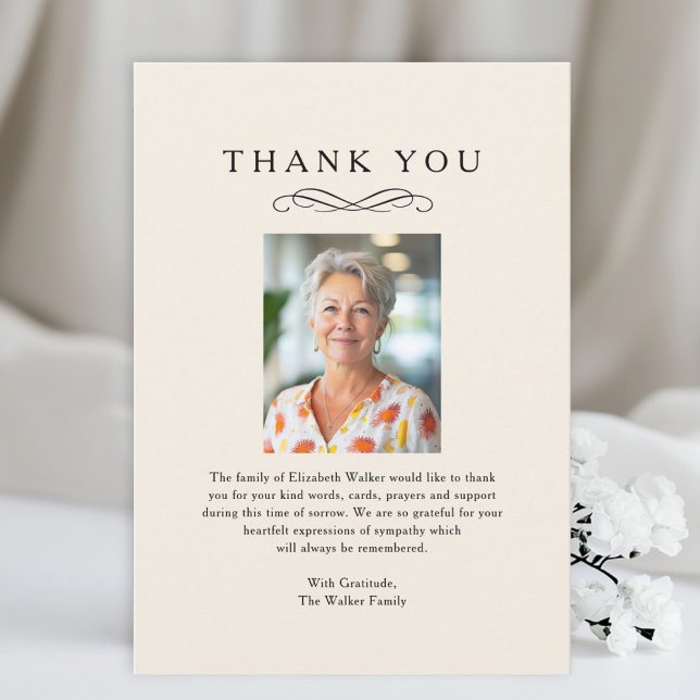 Cartão De Agradecimento  THANK YOU Memorial Funeral Photo Card (Thank you - Memorial Funeral Beige Photo Card)