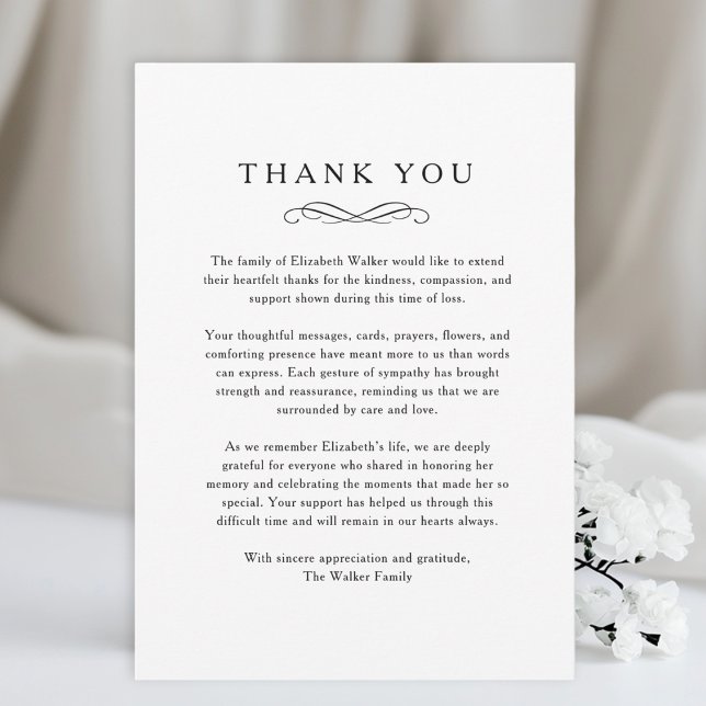 Cartão De Agradecimento Thank you - Memorial Funeral White Card (Thank you - Memorial Funeral White Card)