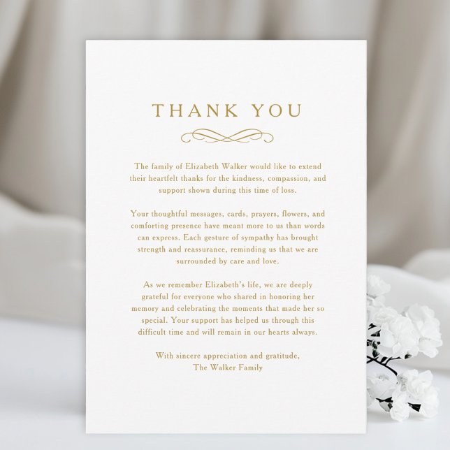 Cartão De Agradecimento Thank you - Memorial Funeral White Card (Thank you - Memorial Funeral White Card)