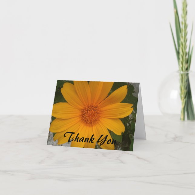 Cartão De Agradecimento Thank you note card with yellow flower photograph (Frente)