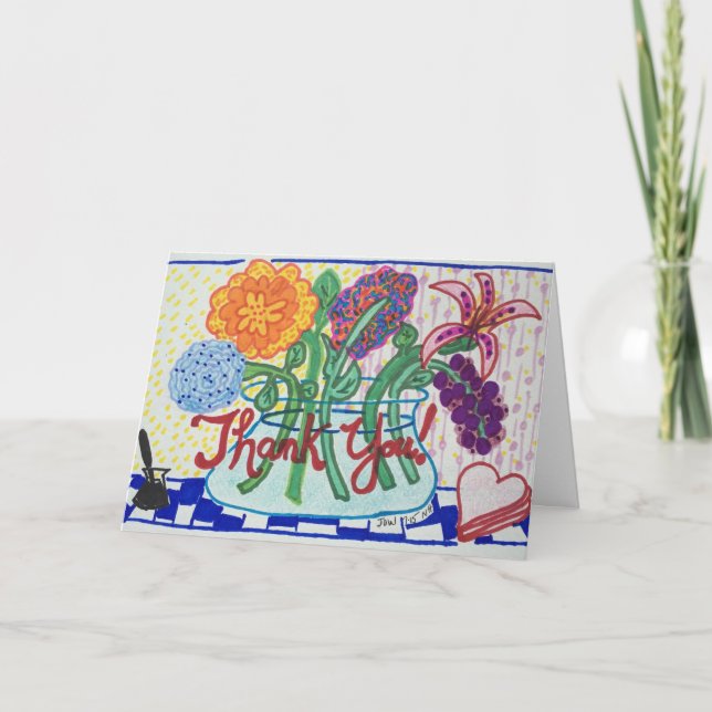 Cartão De Agradecimento THANK YOU NOTE FLOWERS,Impressionist Style (Frente)