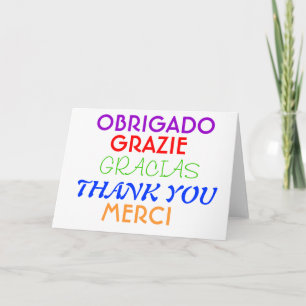 Cartão De Agradecimento Thank you Note In Different Languages