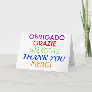 Cartão De Agradecimento Thank you Note In Different Languages