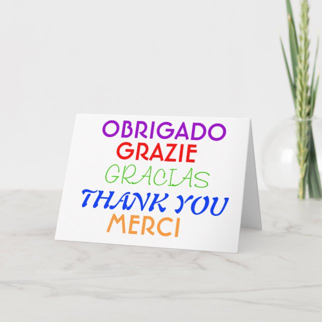 Cartão De Agradecimento Thank you Note In Different Languages (Frente)