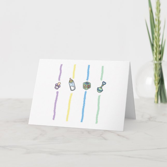Cartão De Agradecimento Thank You Note with Baby Objects (Frente)