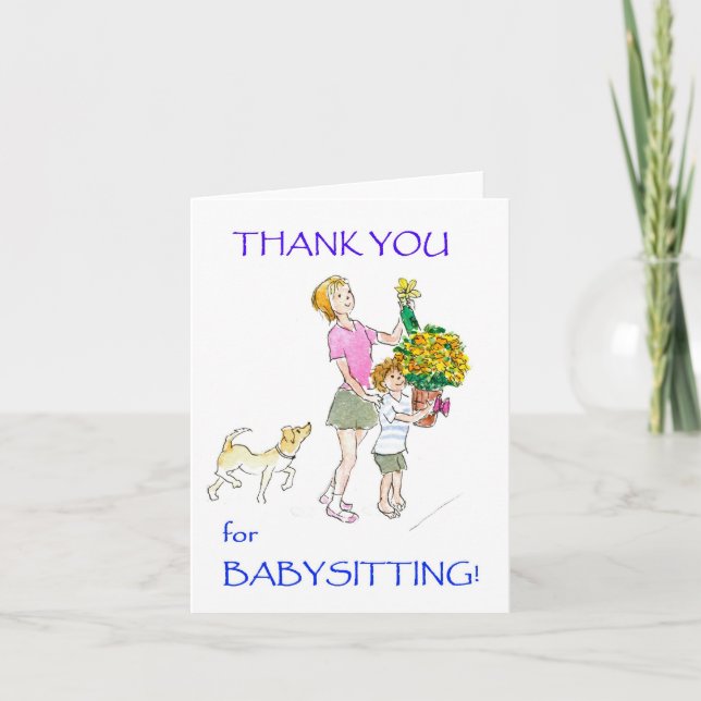 Cartão De Agradecimento Thank You Notecard for Babysitter (Frente)