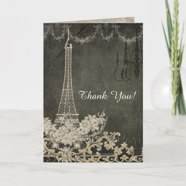 Cartão De Agradecimento Thank You Notes Chalkboard Paris City of Love (Frente)