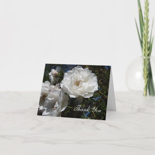 Cartão De Agradecimento Thank You Notes - White Roses (Frente)