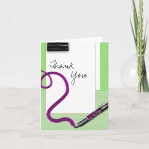 Cartão De Agradecimento Thank you pen pink green school stationery