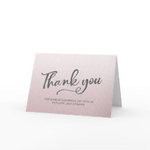Thank you personalized greeting card pink glitter