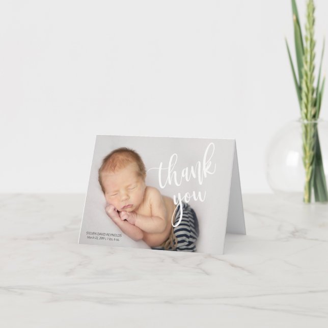 Cartão De Agradecimento Thank You Photo Birth Announcement Folded Card (Frente)