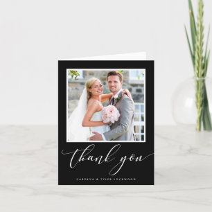 Cartão De Agradecimento THANK YOU PHOTO CARD elegant wedding black