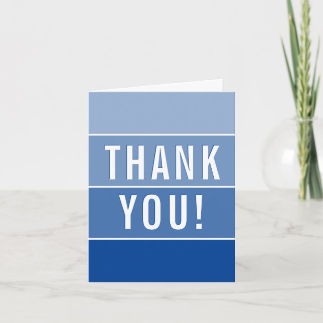 Cartão De Agradecimento THANK YOU PHOTO CARD modern ombre royal blue (Frente)