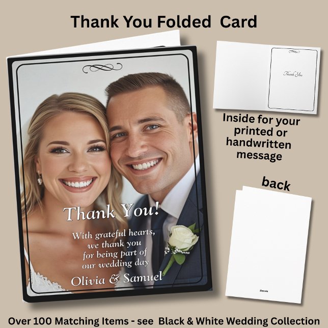 Cartão De Agradecimento Thank You - Photo on Black White, (Criador carregado)