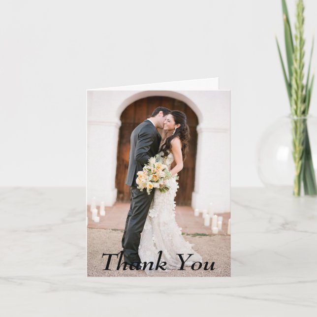 Cartão De Agradecimento Thank You Photo Wedding Note Card (Frente)