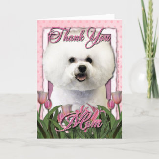 Cartão De Agradecimento Thank You - Pink Tulips - Bichon Frise