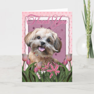 Cartão De Agradecimento Thank You - Pink Tulips - ShihPoo - Maggie