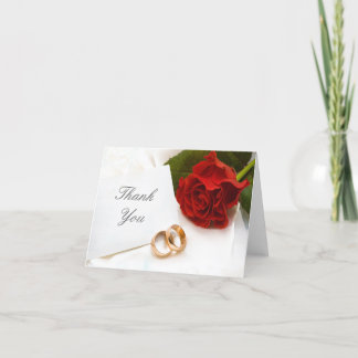 Cartão De Agradecimento Thank you red rose wedding note card