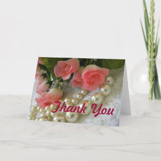 Cartão De Agradecimento Thank you roses and golden pearls