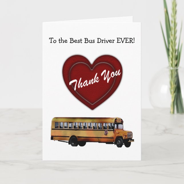 Cartão De Agradecimento Thank You!-School Bus Driver/Red Heart+Personalize (Frente)