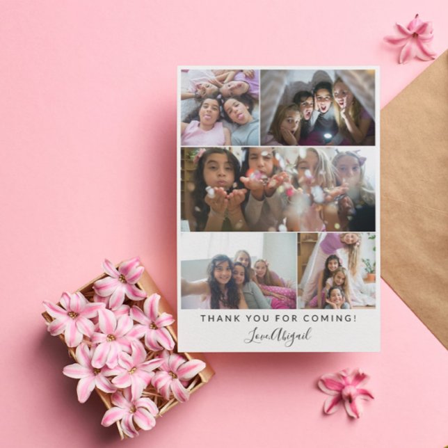 Cartão De Agradecimento Thank You Sleepover Girl's Party Photo Collage (Criador carregado)