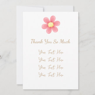 Cartão De Agradecimento Thank You So Much Personalized Card with Pink
