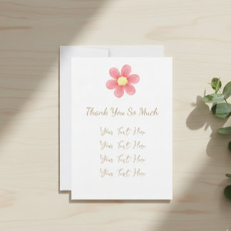 Cartão De Agradecimento Thank You So Much Personalized Card with Pink
