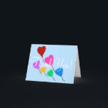 Cartão De Agradecimento Thank You Sprinkled Birthday Heart Balloons<br><div class="desc">Pretty birthday thank you. Light blue background.  Heart balloons in red,  pink,  blue,  lavender,  yellow,  green.  Original Artwork Card Verse Design © TamiraZDesigns.</div>