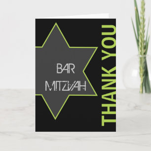 Cartão De Agradecimento Thank you Star of David Bar Mitzvah Bright Green
