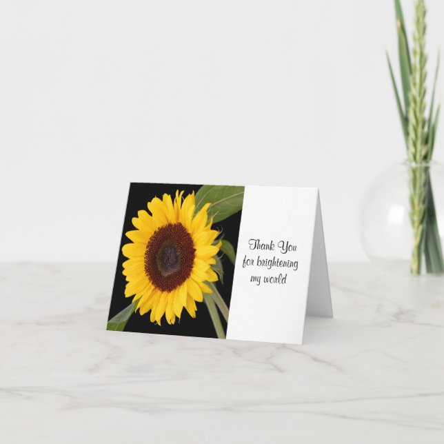 Cartão De Agradecimento Thank You Sunflower Greeting Card - Thanks inside (Frente)