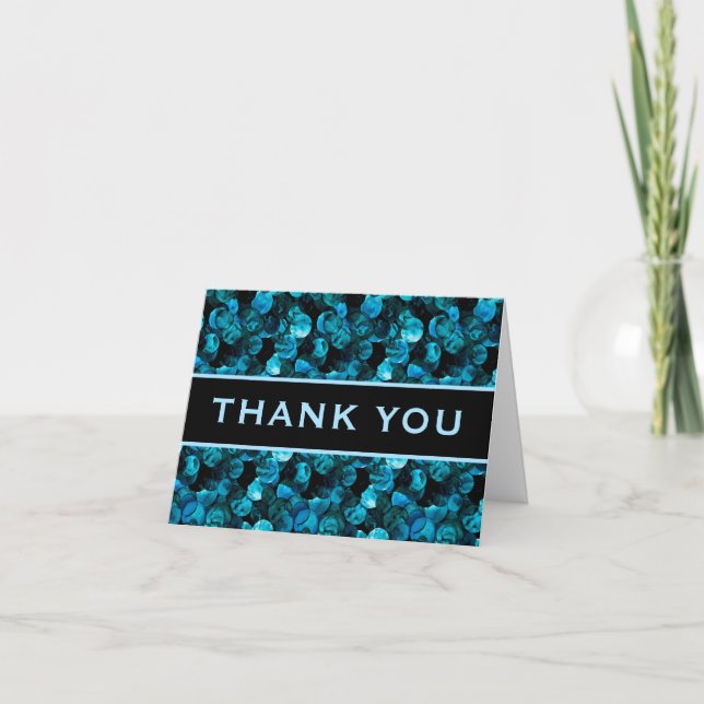 Cartão De Agradecimento Thank You Swirls Blue Aqua Teal and Black  (Frente)