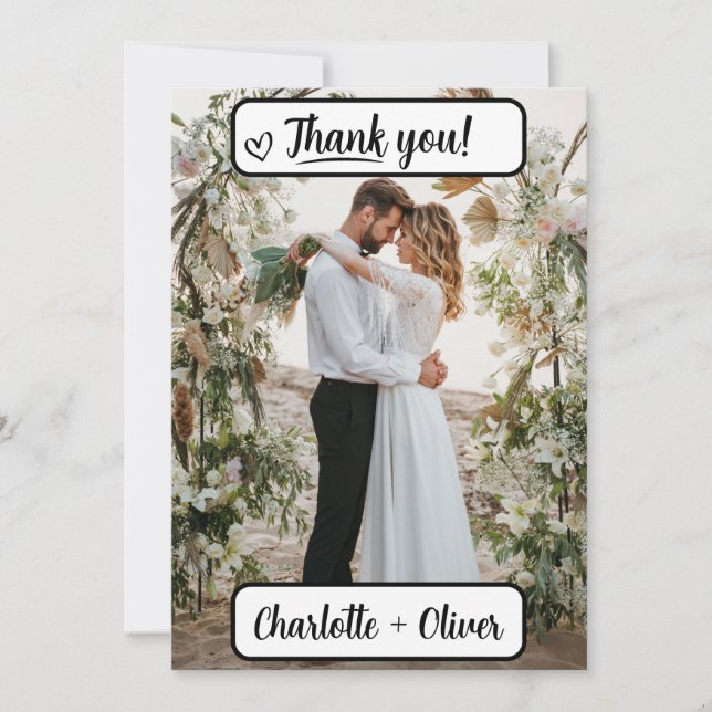 Cartão De Agradecimento Thank You Wedding Card with Picture (Back & Front) (Frente)
