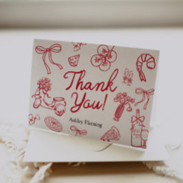 Cartão De Agradecimento Thank You Whimsical Red Hand Draw Card 