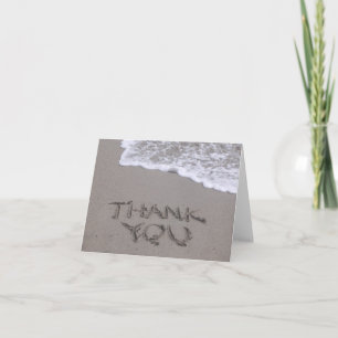 Cartão De Agradecimento Thank You written in Sand Note Card