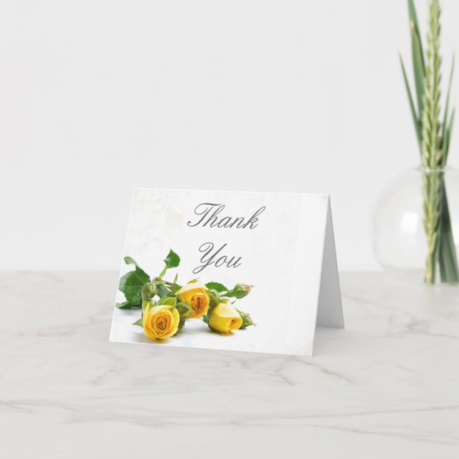 Cartão De Agradecimento Thank you yellow rose wedding note card (Frente)