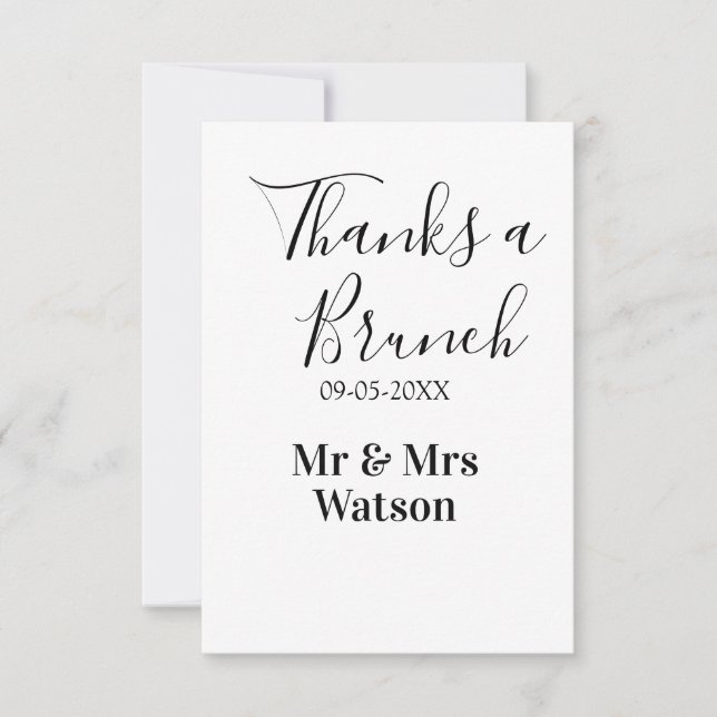 Cartão De Agradecimento Thanks a brunch post wedding name date simple  (Frente)