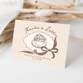 Cartão De Agradecimento Thanks A Latte Cafe Bebe Coffee Bow Baby Shower
