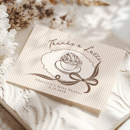 Cartão De Agradecimento Thanks A Latte Cafe Bebe Coffee Bow Baby Shower