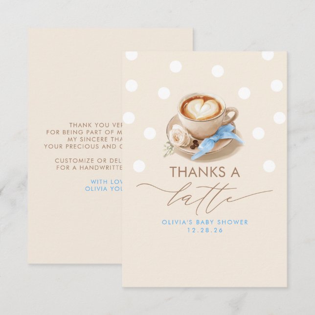 Cartão De Agradecimento Thanks a Latte Coffee Themed Thank You (Frente/Verso)