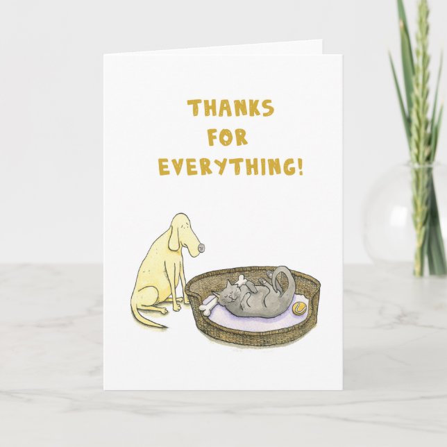 Cartão De Agradecimento Thanks for everything! Dog and Cat card (Frente)
