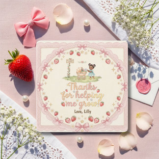 Cartão De Agradecimento Thanks For Helping Me Grow Black girl Strawberry