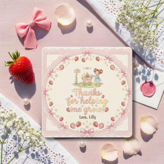 Cartão De Agradecimento Thanks For Helping Me Grow Brunette Strawberry