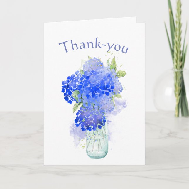 Cartão De Agradecimento Thanks For Your Kindness Custom Blue Flowers (Frente)