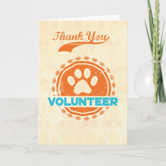 Cartão De Agradecimento Thanks Pet Foster Parent Volunteer Round of A Paws (Frente)