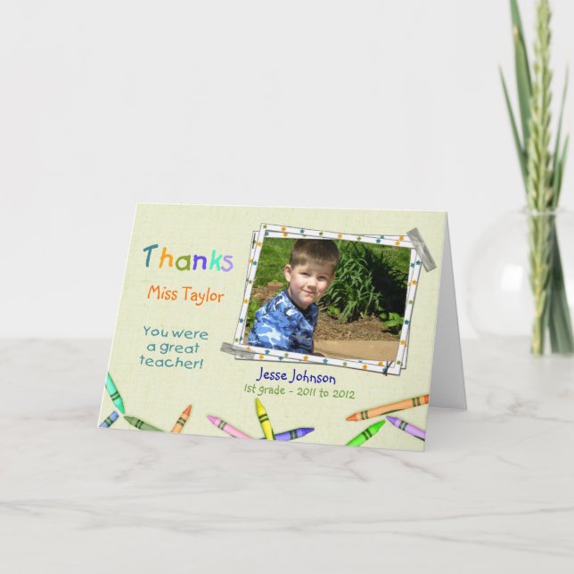 Cartão De Agradecimento Thanks Teacher Custom Photo/Name Card (Frente)