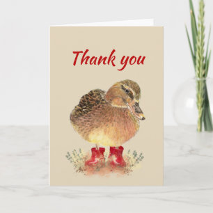 Cartão De Agradecimento Thanks, Thank you Silly Whimsical Duck in Red Boot
