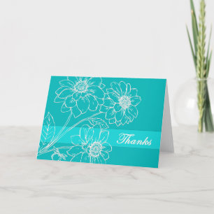 Cartão De Agradecimento Thanks White Flowers Aqua Banner
