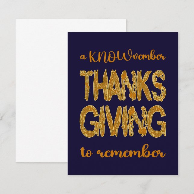Cartão De Agradecimento Thanksgiving | A KNOWvember To Remember (Frente/Verso)