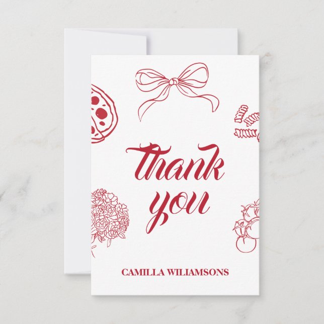 Cartão De Agradecimento That’s Amore Red Bridal Shower THANK YOU (Frente)