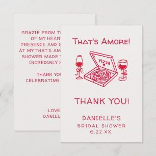 Cartão De Agradecimento That's Amore Caprichoso Desenho à Mão Chá de Noiva